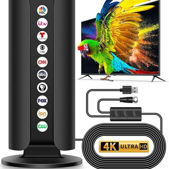 NEW Waterproof TV Antenna with 1800+ Miles Range, 32.8FT Cable, 4K 1080p Support - Picture 1 of 7
